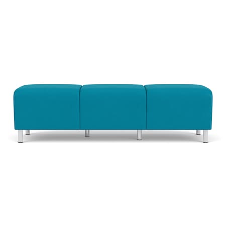 Lesro Siena Lounge Reception 3 Seat Bench, Brushed Steel, OH Waterfall Upholstery SN3001